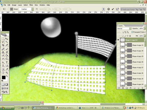 Creation of Tenis ball planets: Step 2